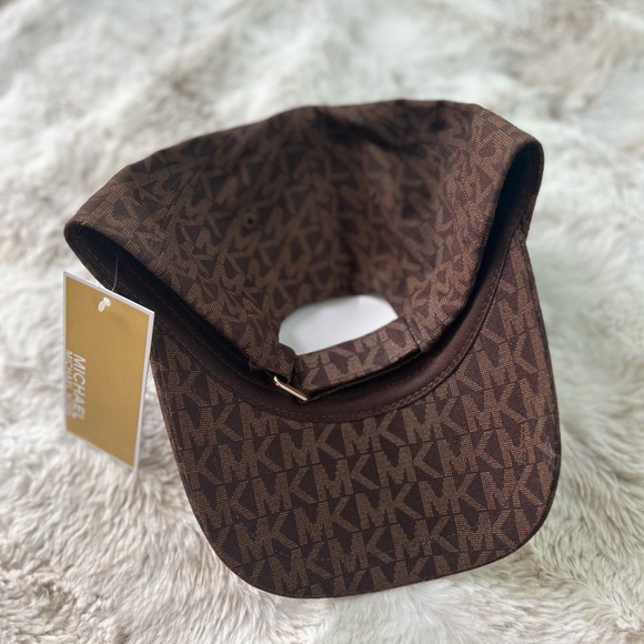 NWT Michael Kors Monogram MK Logo Brown Baseball Cap Hat One Size - Picture 4 of 5